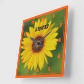 Kansas Wild Sunflower Quadratische Wanduhr (Winkel)