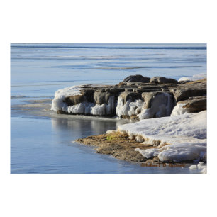 Kansas Wilson Lake Icy Shore Foto/Poster Fotodruck