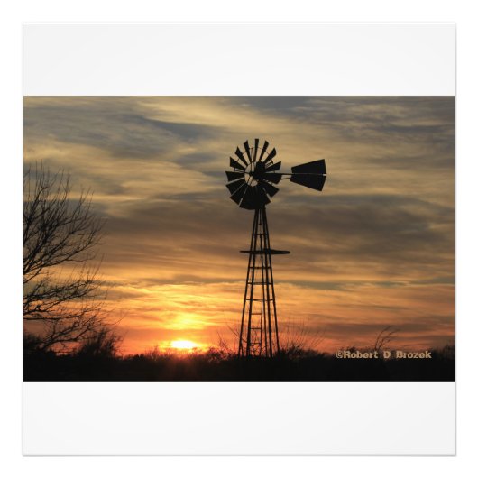 Kansas Windmill Silhouette Foto Erweiterung (Vorne)