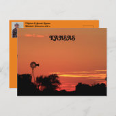 Kansas Windmill Silhouette mit Sunset Post Card. Postkarte (Vorne/Hinten)