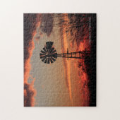 Kansas Windmill Silhouette mit Wolken Puzzle (Vertikal)
