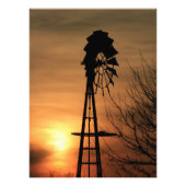 Kansas Windmill Silhouette Sunset Foto Print (Vorne)