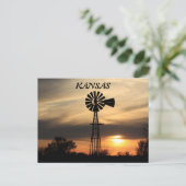 Kansas Windmill Silhouette Sunset Post Card Postkarte (Stehend Vorderseite)