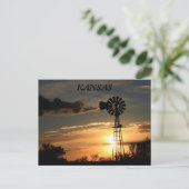 Kansas Windmill Silhouette Sunset Post Card Postkarte (Stehend Vorderseite)
