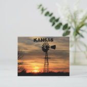 Kansas Windmill Silhouette Sunset Post Card Postkarte (Stehend Vorderseite)