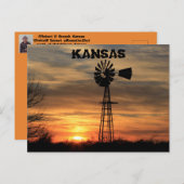 Kansas Windmill Silhouette Sunset Post Card Postkarte (Vorne/Hinten)