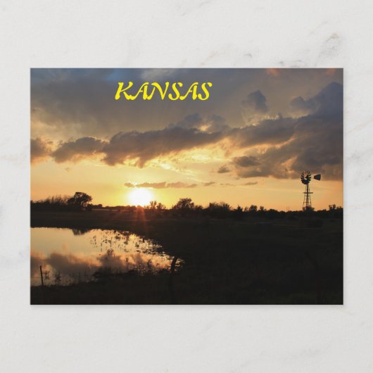 Kansas Windmill Silhouette Sunset, Post Card Postkarte (Vorderseite)