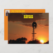 Kansas Windmill Silhouette Sunset Postkarte (Vorne/Hinten)
