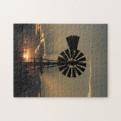 Kansas Windmill Sonnenuntergang mit Sun Rays Jigsa Puzzle (Horizontal)