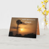 Kansas Windmill Sunset Birthday CARD Karte (Gelbe Blume)