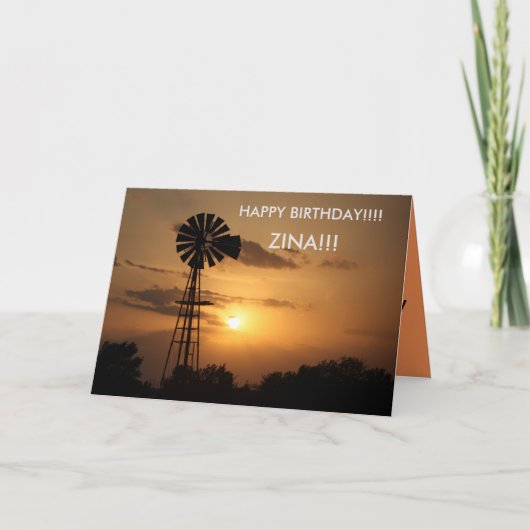 Kansas Windmill Sunset Birthday CARD Karte (Vorderseite)