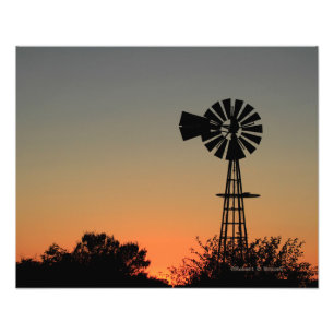 Kansas Windmill Sunset, Clouds Foto Erweiterung