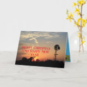 Kansas Windmill Sunset Cross Karte (Gelbe Blume)