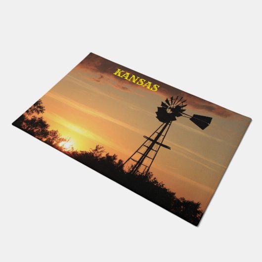 Kansas Windmill Sunset Door Mat Fußmatte (Schrägansicht)