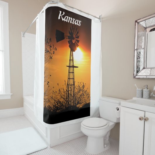 Kansas Windmill Sunset Duschvorhang (Beispiel)