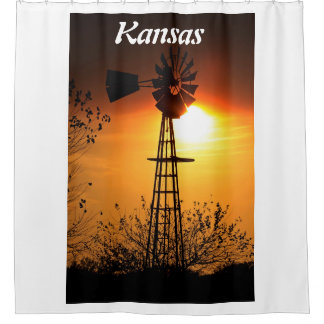 Kansas Windmill Sunset Duschvorhang