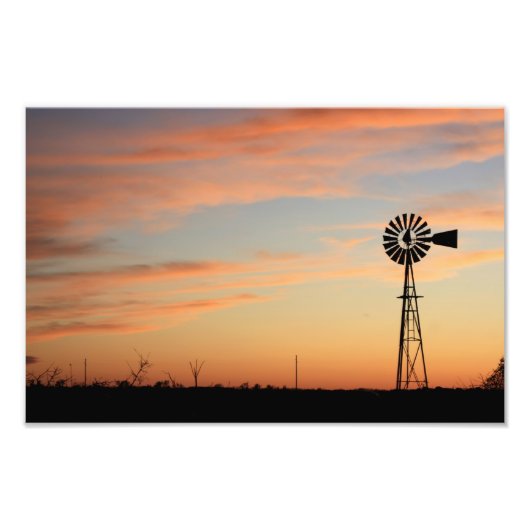 Kansas Windmill Sunset Fotodruck (Vorne)