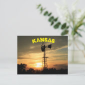 Kansas Windmill Sunset Post Card. Postkarte (Stehend Vorderseite)