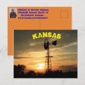 Kansas Windmill Sunset Post Card. Postkarte (Vorne/Hinten)