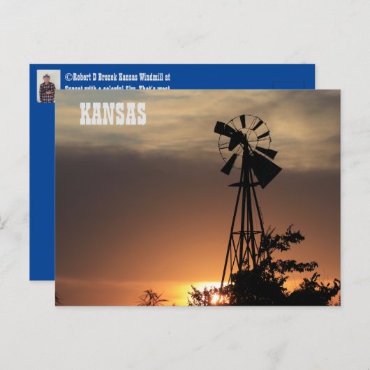 Kansas Windmill Sunset Postcard Postkarte (Vorne/Hinten)