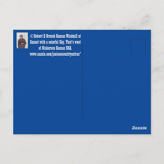 Kansas Windmill Sunset Postcard Postkarte (Rückseite)