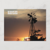 Kansas Windmill Sunset Postcard Postkarte (Vorderseite)