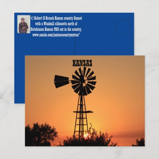 Kansas Windmill Sunset Postkarte (Vorne/Hinten)