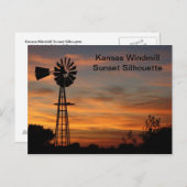 Kansas Windmill Sunset Silhouette Postcard Postkarte (Vorne/Hinten)