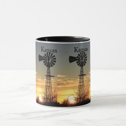 Kansas Windmill Sunset Tasse (Zentrum)