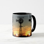 Kansas Windmill Sunset Tasse (VorderseiteRechts)