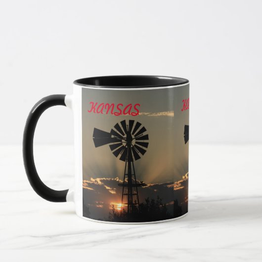 Kansas Windmill Sunset Tasse (Links)