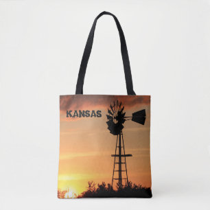 Kansas Windmill Sunset Tote Bag Tasche