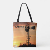 Kansas Windmill Sunset Tote Bag Tasche (Rückseite)