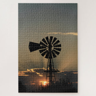 Kansas Windmühle Sonnenuntergang mit Sonnenstrahle Puzzle