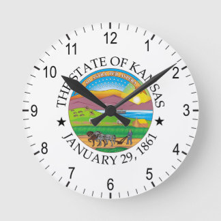 Kansas-Zeichen Runde Wanduhr