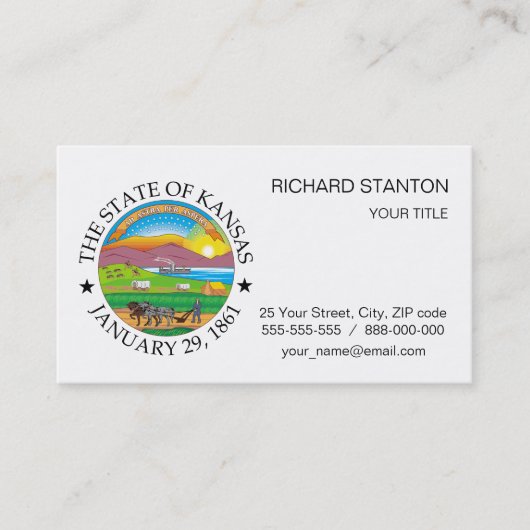 Kansas-Zeichen Visitenkarte (Vorderseite)