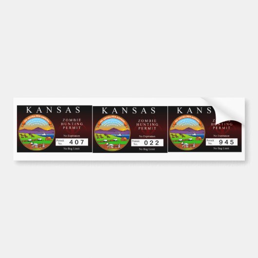 Kansas-Zombie-Jagd-Erlaubnis Autoaufkleber (Vorne)