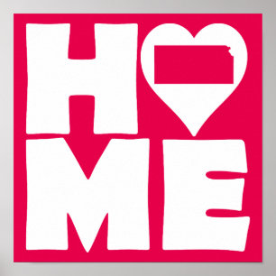 Kansas Zuhause Heart Staat Poster-Zeichen Poster