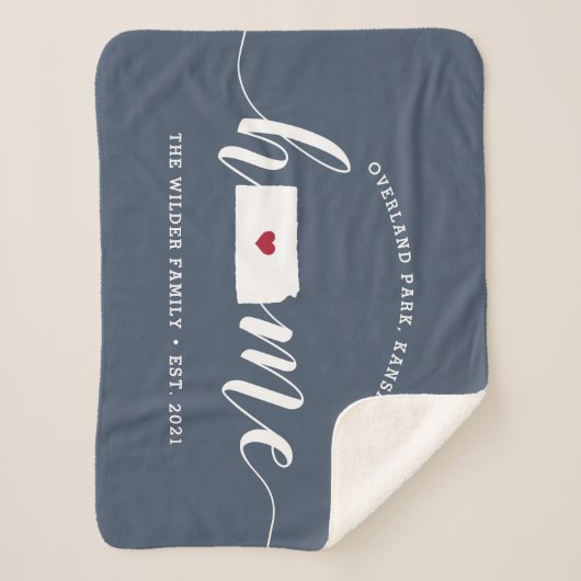 Kansas Zuhause Staat Personalisiert Sherpadecke (Vorderseite)