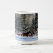 Kantern, Laufpferde im Winterschnee-Foto Kaffeetasse (Mittel)