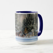 Kantern, Laufpferde im Winterschnee-Foto Tasse (VorderseiteRechts)