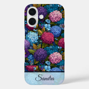 Kantige Einweihungsgeschenk Hortensien Blumen Name iPhone 16 Hülle