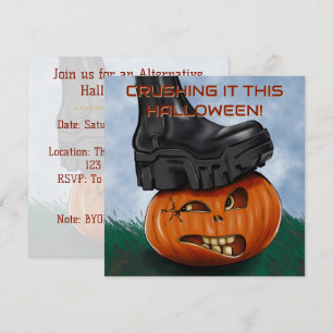 Kantige Halloween-Party, die einen Kürbisstiefel z