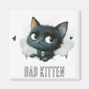 Kantige Katzenillustration - Text "Böse Katze" Magnet