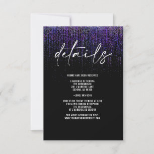 Kantige QR-Lila-Glitter-Details-Karte Einladung