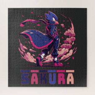 Kantige Sakura-Krieger-Vogel-Anime-Illustration Puzzle