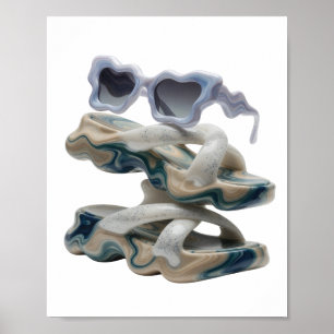 Kantige Silber ABSTRACT ART Mode Druck Poster