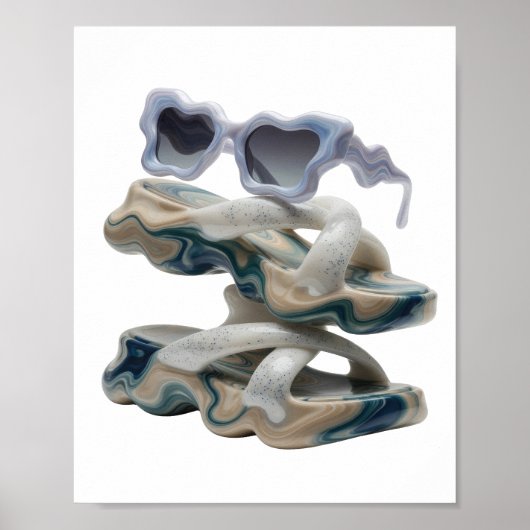 Kantige Silber ABSTRACT ART Mode Druck Poster (Vorne)