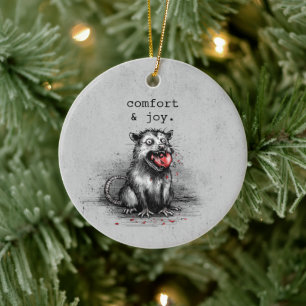 Kantige Weihnachtsmüll-Opossum-Kaut-Glas-Anhänger Keramik Ornament