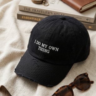 Kantiger, abgenutzter schwarzer Dad-Hat Bestickte Baseballkappe